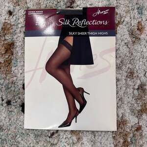 Hanes Silk Reflections Sandalfoot Travel Buff Thigh-High Stockings Size CD